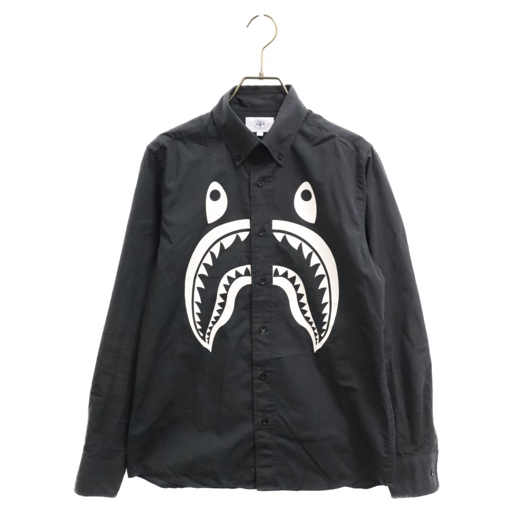 A BATHING APE (アベイシングエイプ) シャークフェイス 長袖シャツ ブラック 001SHD301004X