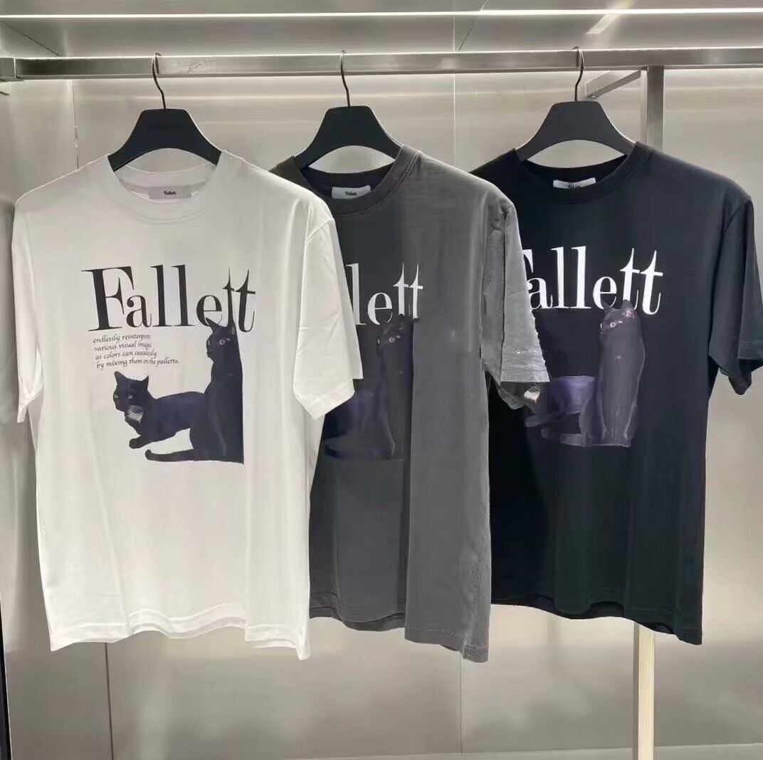 新品未使用男女兼用 Fallett半袖猫純綿Tシャツレトロゆったりカップル