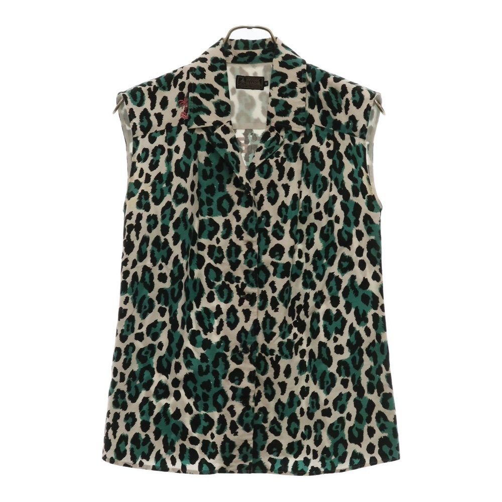 HYSTERIC GLAMOUR (ヒステリックグラマー) バックプリント ヒョウ柄 ノースリーブ ブラウス シャツ 01182AH04 グリーン
