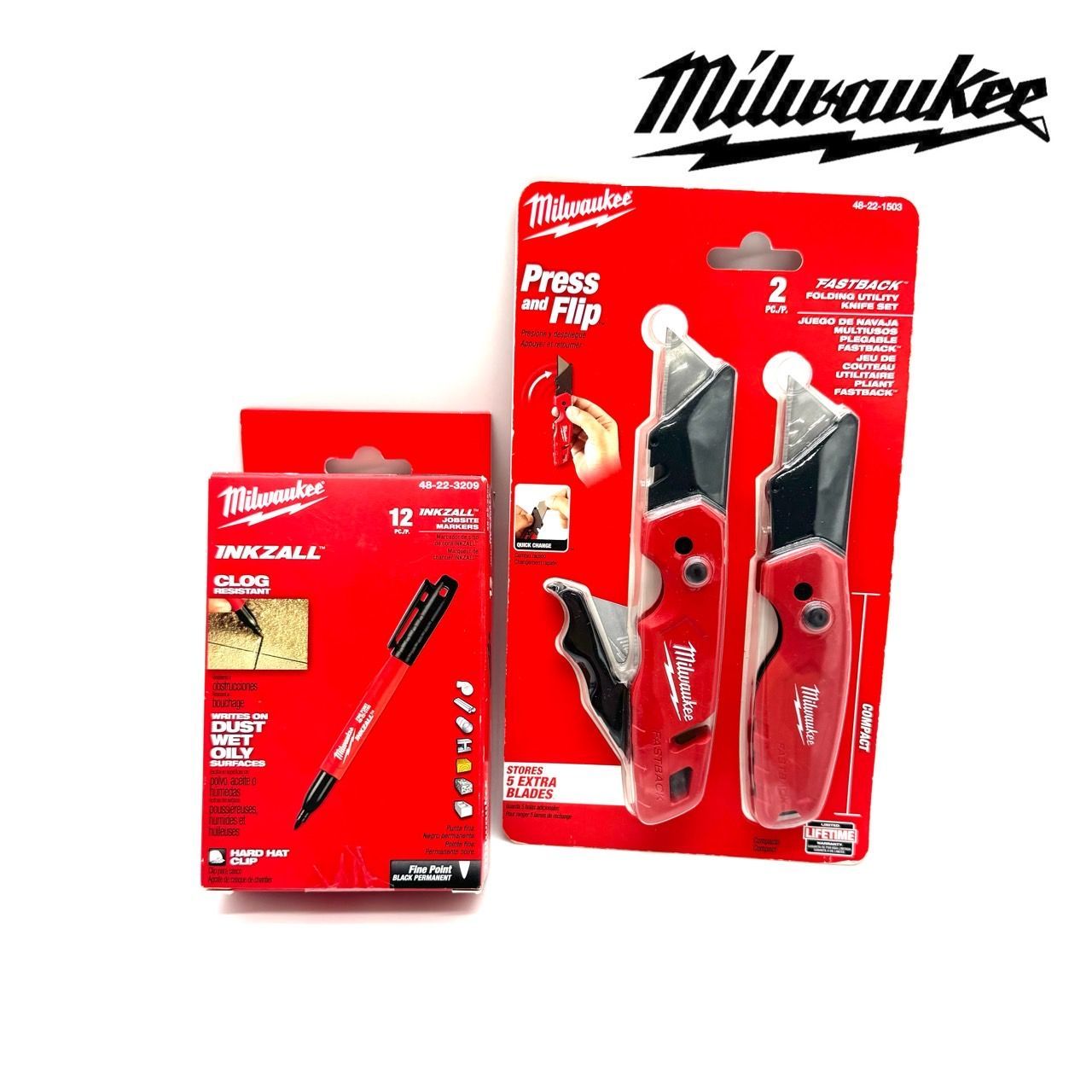 セット!! 日本未発売 Milwaukee ミルウォーキー カッター2個 ペン12本 2点セット