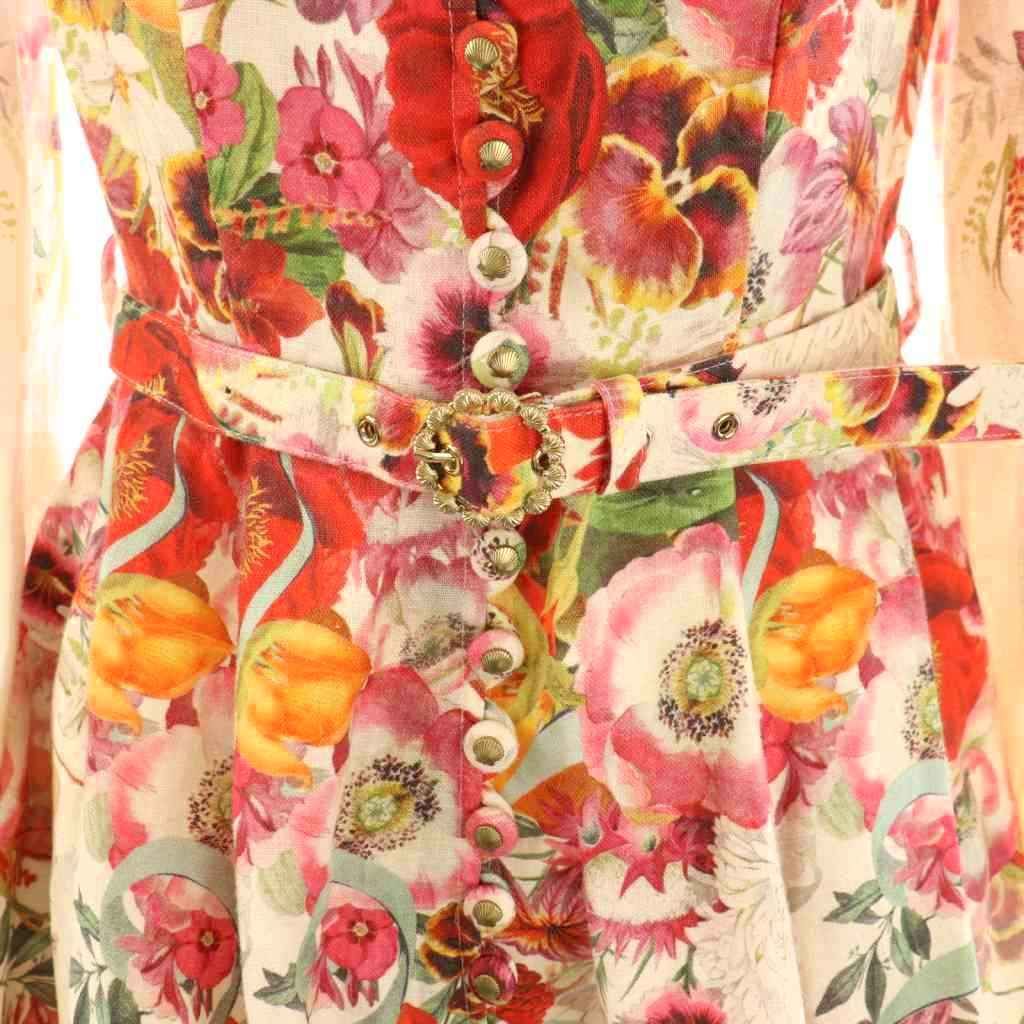 ZIMMERMANN ジマーマン　シルク　リネン　ミニドレス ワンピース ZIMMERMANN リネン&シルク混 ミニワンピース プリント入り | THE