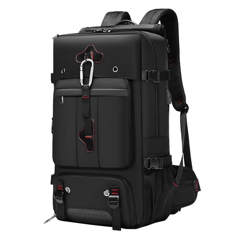[shrradoo] 登山リュック 60L 大容量 ファスナー リュックサック バックパック 17インチPC リュックサック スクエア 防水 ハイキング用 ハイキング キャンプ アウトドア 防災 旅行 (ブラック， 60L)