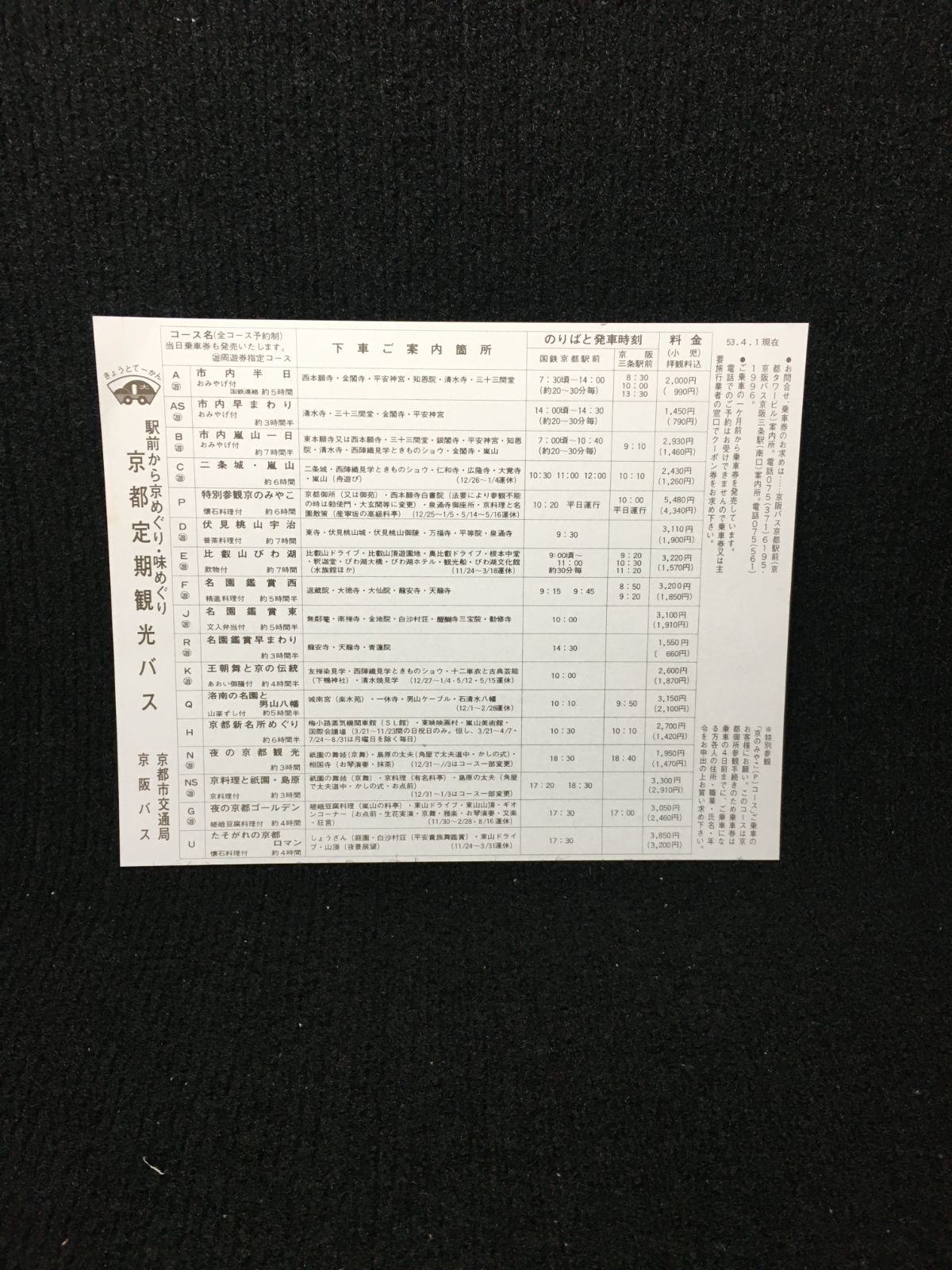 京阪バス 京都定期観光バス50周年 記念乗車券 京都定期観光バス開業50周年記念乗車券 昭和53年 京都市交通