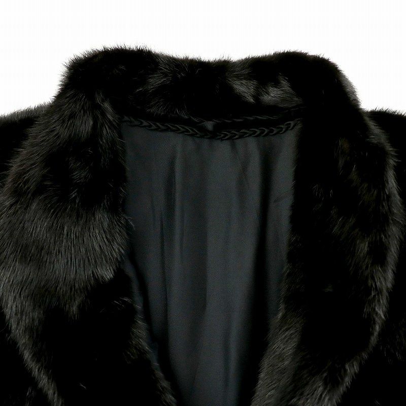ファーコート ハーフ ミドル ミンク 毛皮 総裏地 13号 黒 ブラック /MP  