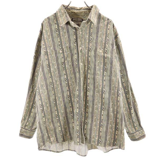 ラングラー 90s オールド 総柄 長袖 シャツ ベージュ系 Wrangler メンズ 【中古】  【230927】