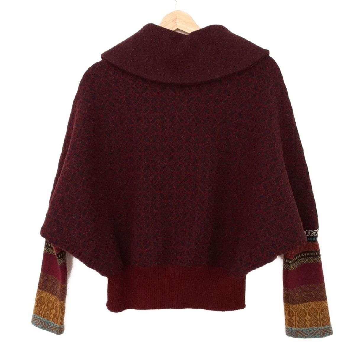 CATHERINE ANDRE カトリーヌアンドレ ブルゾン サイズM レディース - ボルドー×黒×マルチ 長袖 ドルマンスリーブ 秋 冬