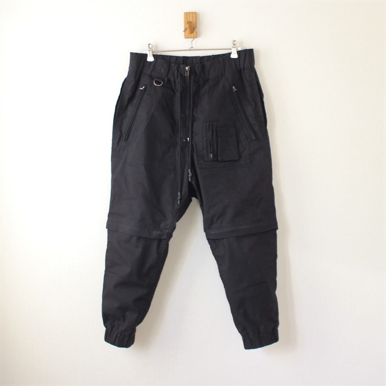 RIPVANWINKLE リップヴァンウィンクル 23SS パラシュートパンツ 日本製 コンバーチブル 黒 L （w-1520124）