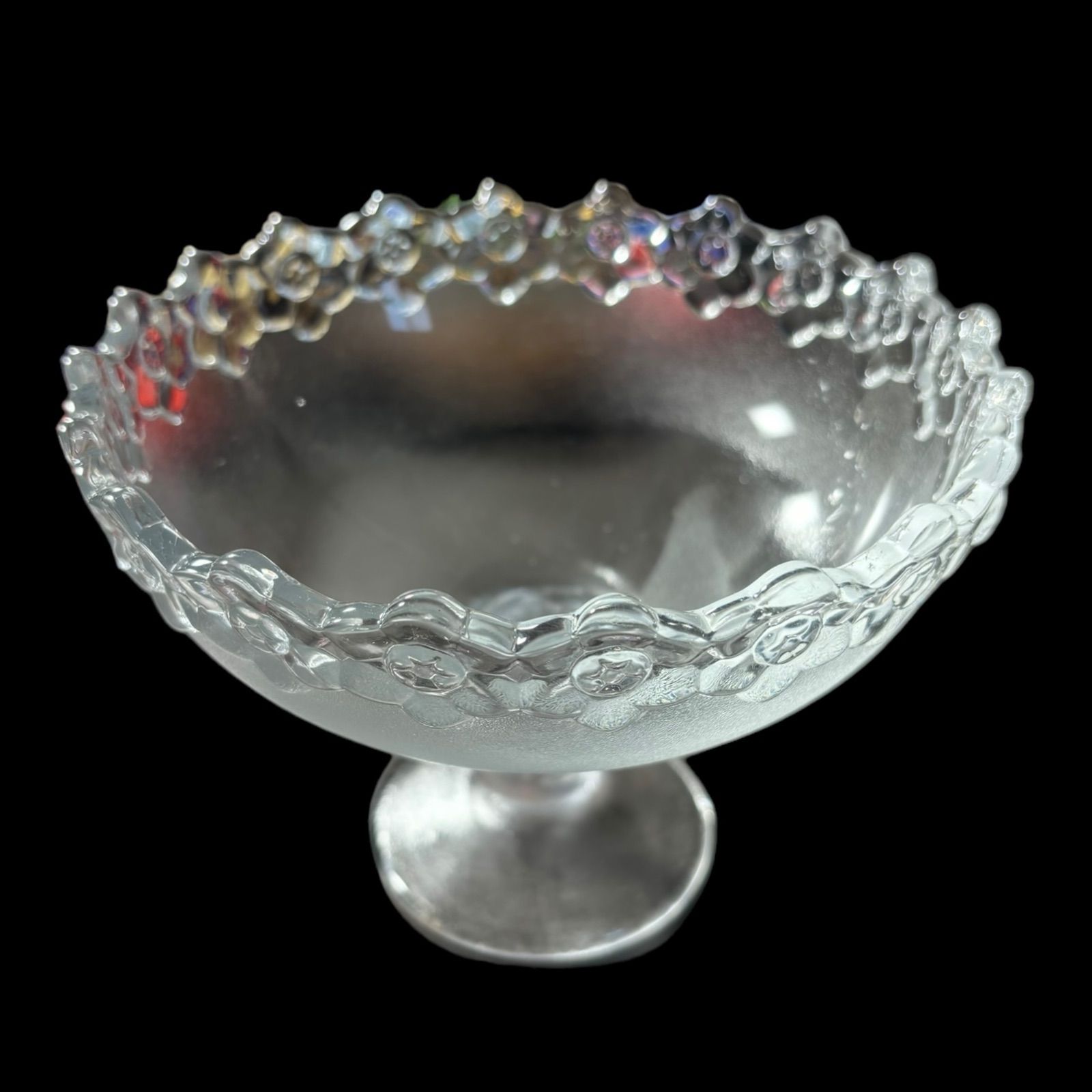 純喫茶 脚付きデザートカップ 花柄 ガラス ボウル クリスタル