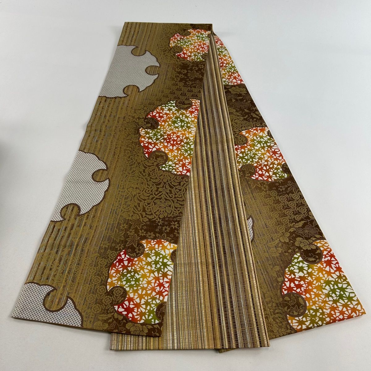 袋帯 美品 秀品 雪輪 草花 金彩 茶色 全通 正絹 【中古】 - メルカリ