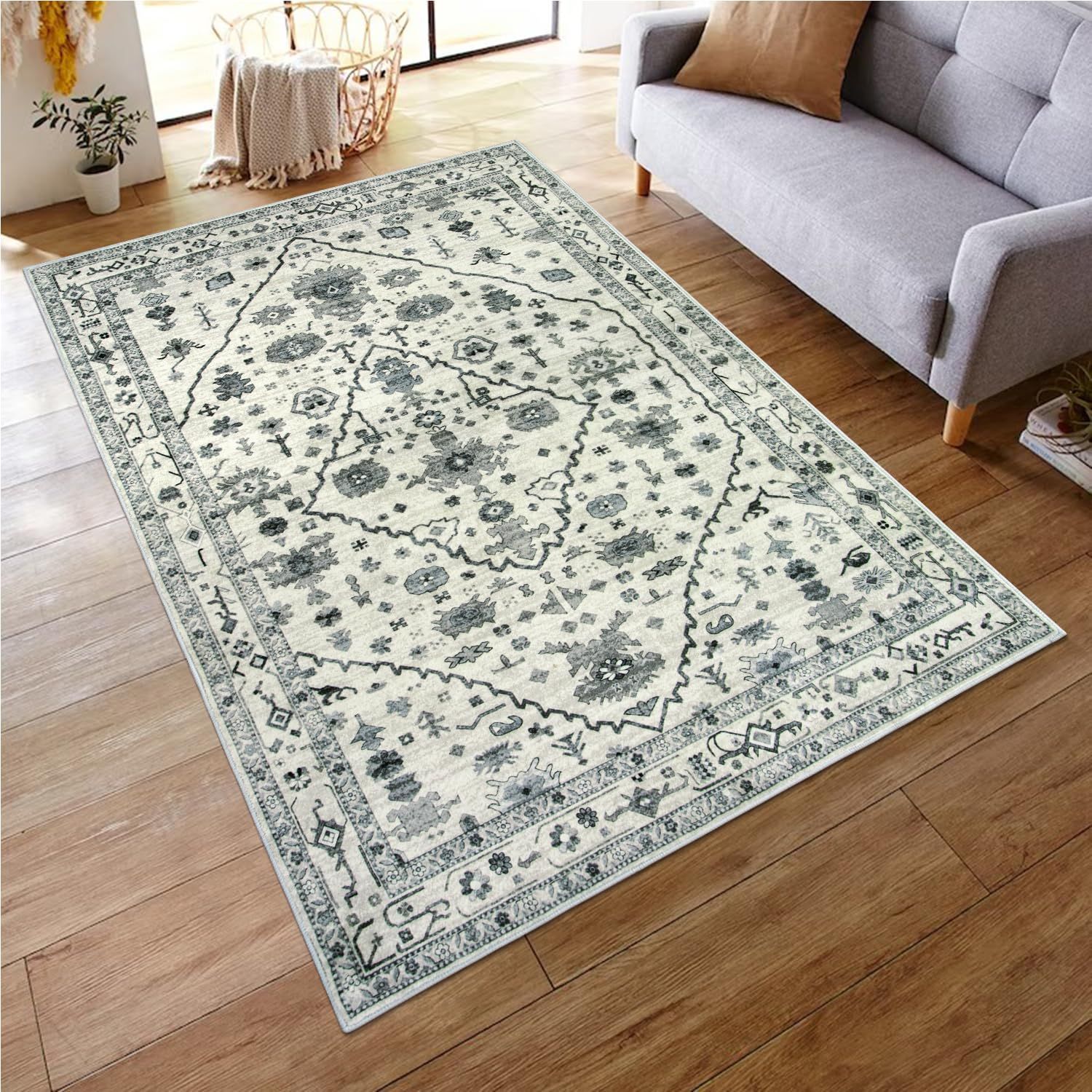 【在庫処分】低反発 防ダニ 滑り止め おしゃれ 防臭 ふわふわ 軽量 1.5畳 防音マット ラグマット エスニック風 室内用 絨毯 デスクマット オールシーズン適用 ダイニングマット 130×190cm 洗え