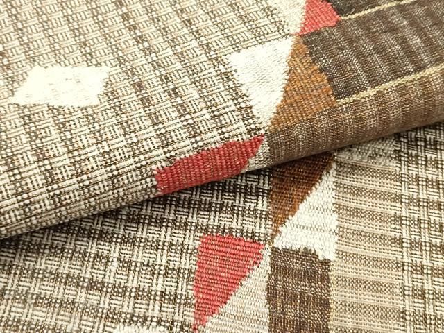 平和屋着物●八寸名古屋帯　すくい織　紬地　草花文　金銀糸　正絹　逸品　DABA0223cm 平和屋着物○八寸名古屋帯 紬地 すくい織 幾何学文様 金糸 正絹 逸品