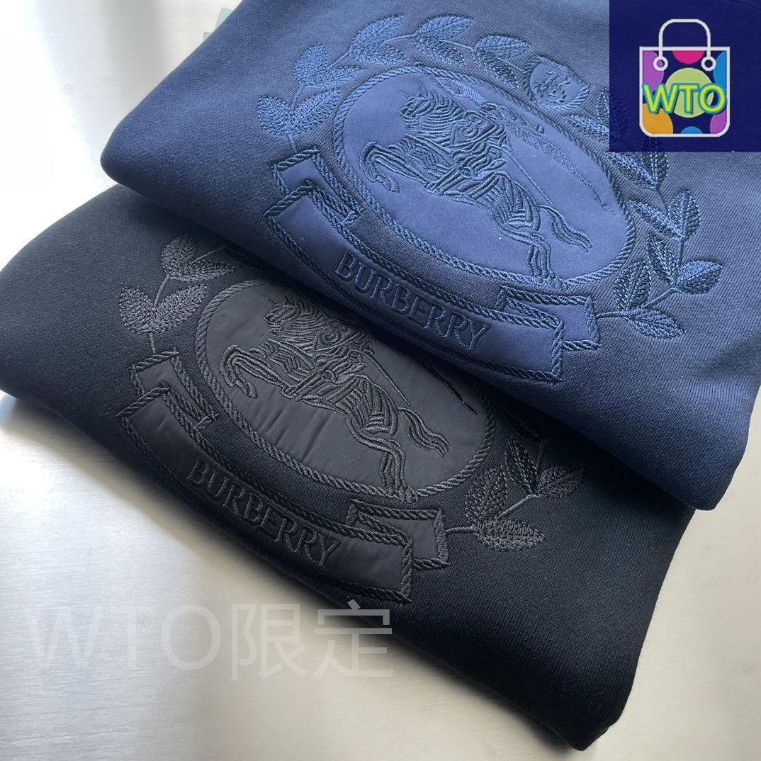 クラシックな戦馬柄の輸入刺繍入り丸首セーター WTO輸入1