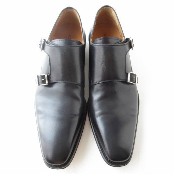 美品 高級品 MAGNANNI ダブル モンクストラップ 黒 12M 30cm