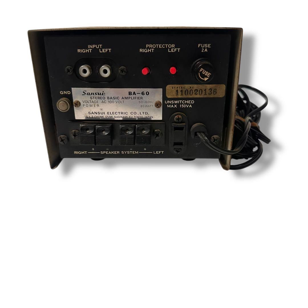 【激レア、希少品】Sansui BA-60ステレオパワーアンプ オーディオ機器② 激レア、希少品】Sansui BA-60ステレオパワーアンプ オーディオ