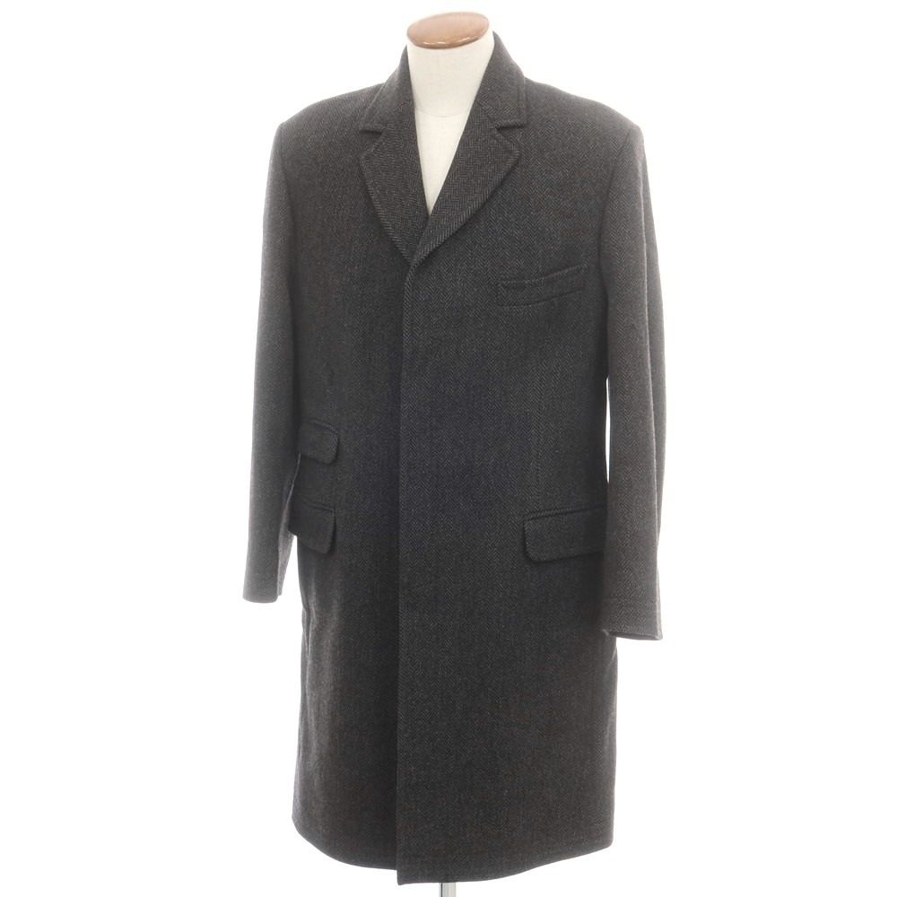 グレンフェル GRENFELL ウール ヘリンボーン織り チェスターフィールドコート グレーxブラック サイズ40 メンズ