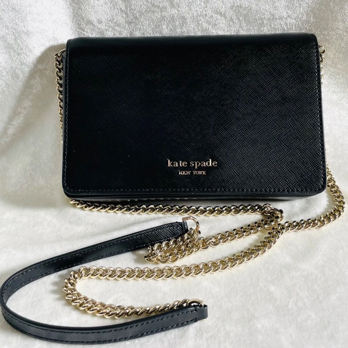 katespade ショルダーバッグ 2way クラッチバッグ 牛革 チェーン