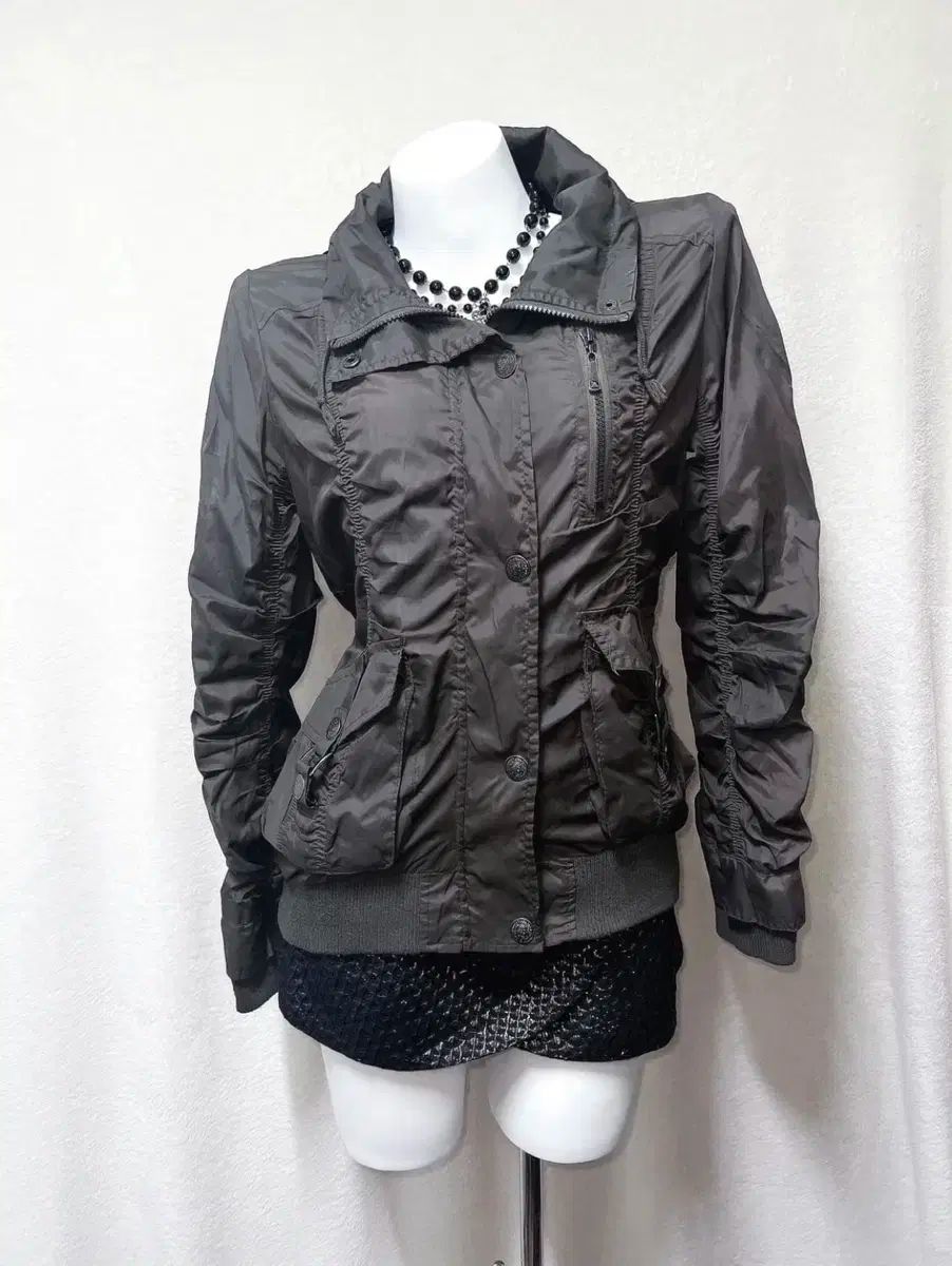 Y2K ワ투ケ ゴスパンク グランジ シャーリング MA-1ジャケット ウィンドブレーカー ジャケット 姉ギャル ピンター