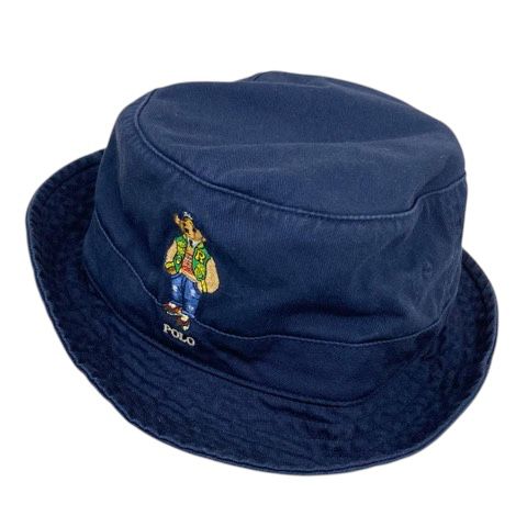 ポロ ラルフローレン POLO RALPH LAUREN 帽子 バケットハット コットン ポロベア ワンポイント刺繍 L XL 紺 ネイビー