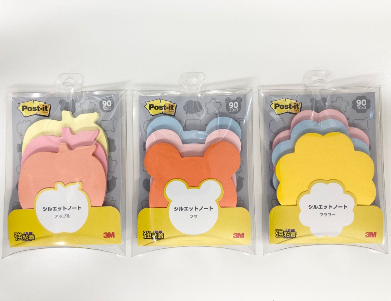 Post-it ポスト・イット3個セット 付箋 強粘着タイプ アップル クマ