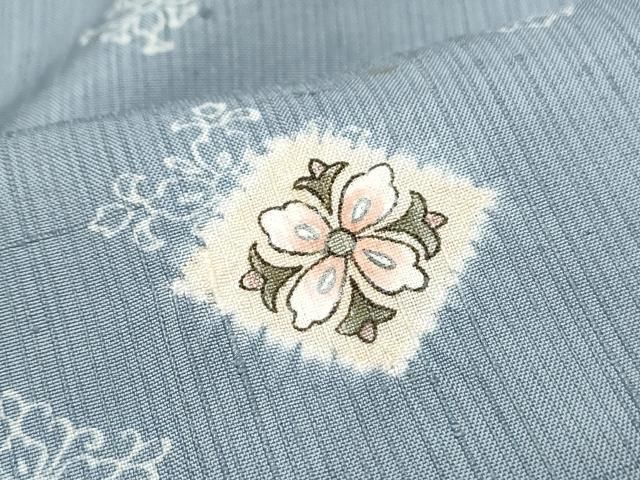 平和屋着物▽小紋 単衣 型染め 風景花文 綿 AAAZ9490fy 平和屋