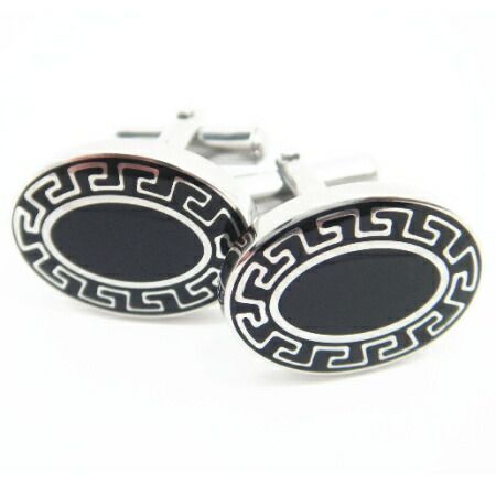 シルバーu0026ブラックのエスニックなラウンドカフス カフスボタン カフリンクス cufflinks cuffs メンズ 男性 シルバー スーツアクセサリー専門店 父の日 ギフトにも 誕生日 プレゼント プチギ