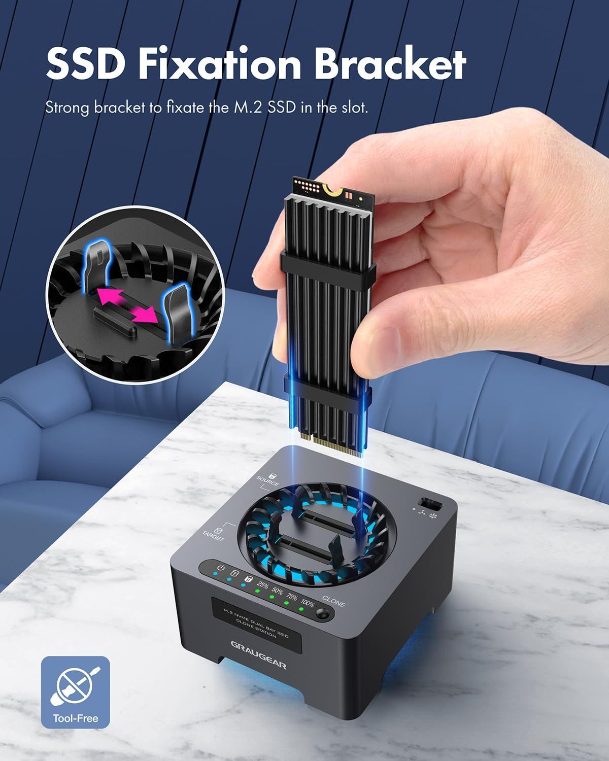 在庫 NVMe M.2 SSD デュプリケーター GRAUGEAR デュアルベイ オフライン クローン ツールフリー 20Gbps USB C to M.2 SSD ドライブ クローナー ドッキングステーション アダプター エンクロージャ M2 SSD CHRISTIANNAURATH_COM_BR