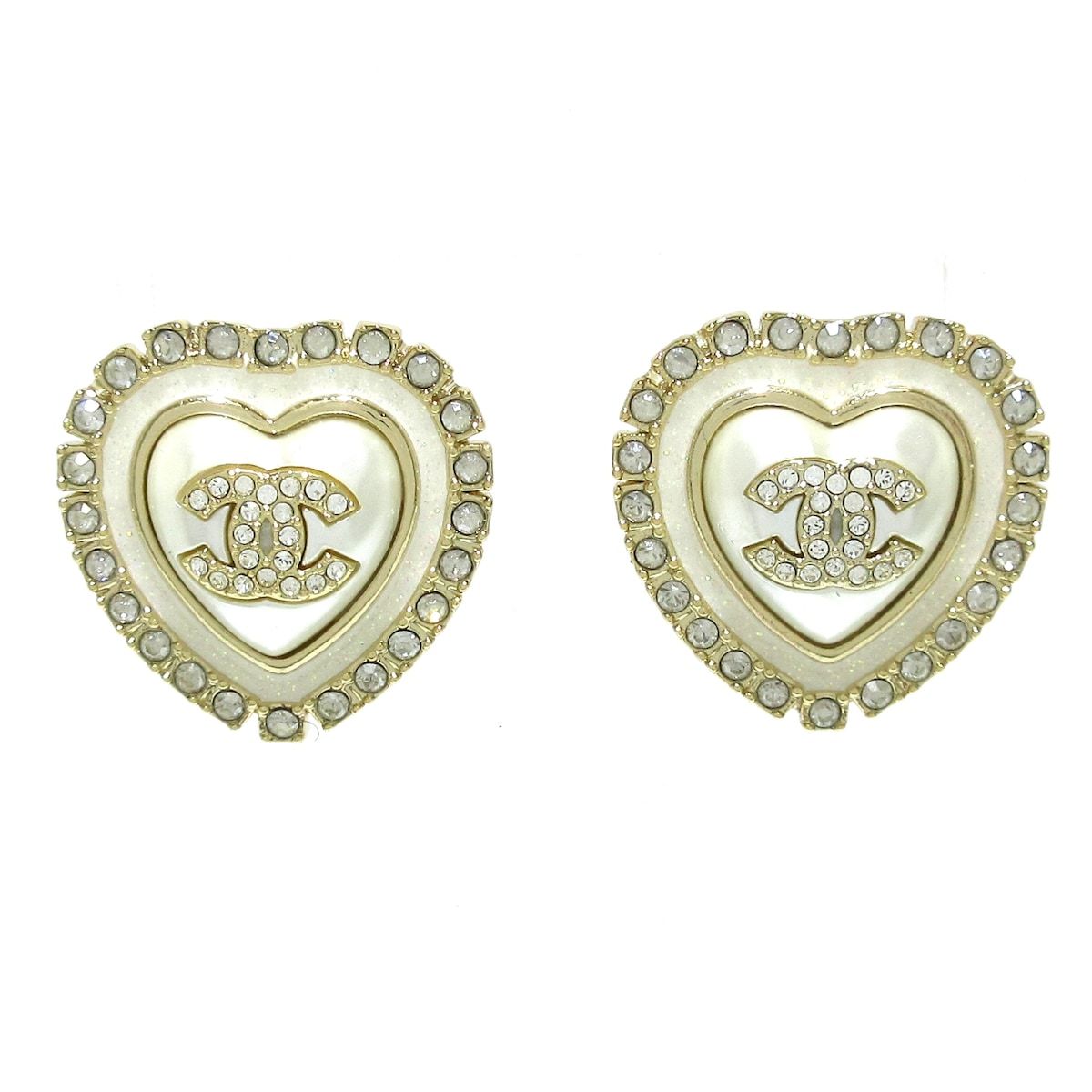 【限定品】 CHANEL(シャネル) ピアス美品 ココマーク 白×シルバー×クリア - アクセサリー