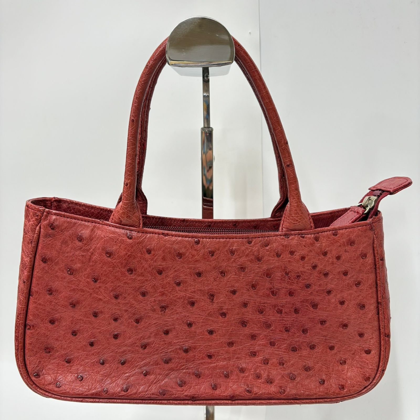 ☆-35 良品 JRA認証マーク オーストリッチ ハンドバッグ ピンク系 JRA 