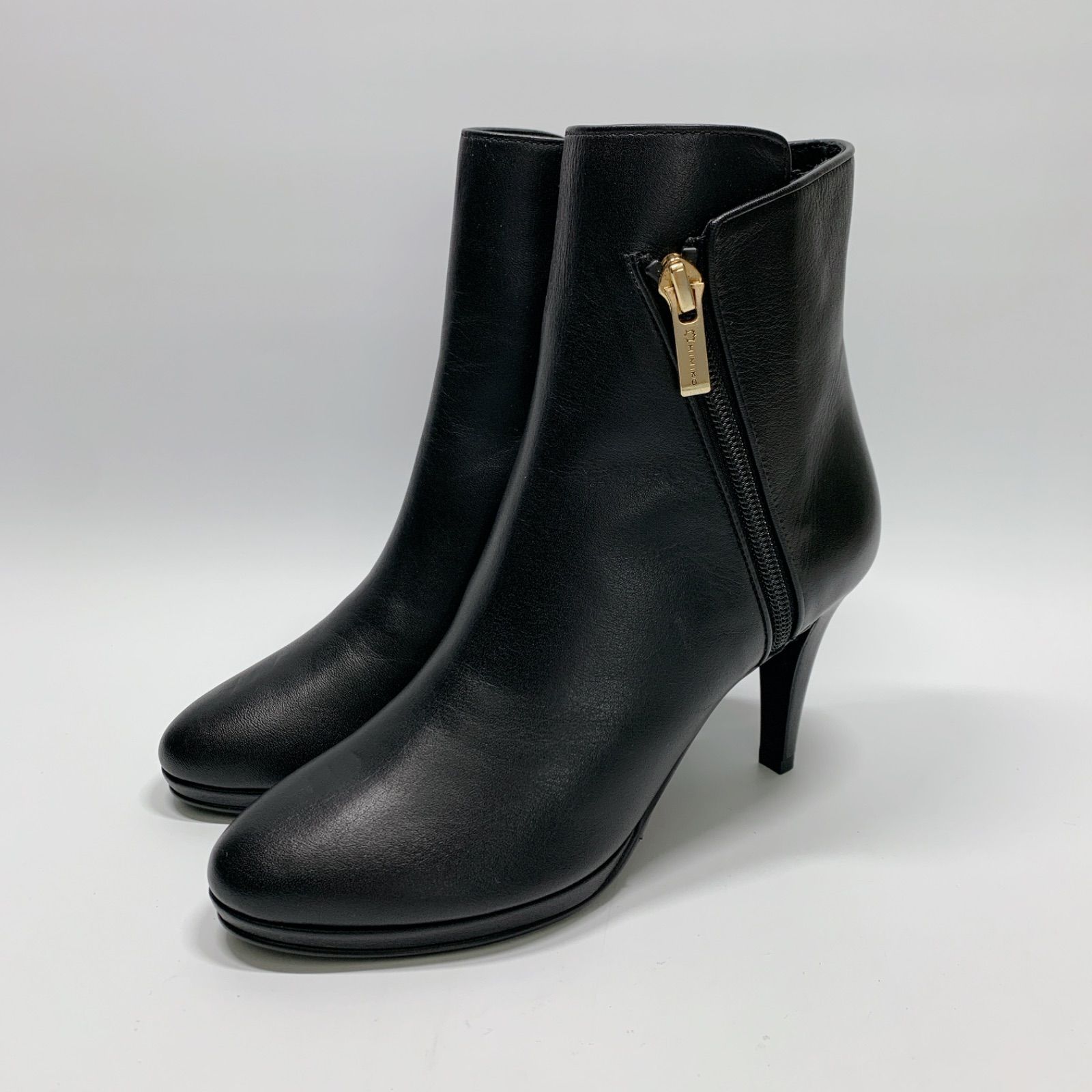 卑弥呼 ヒミコ HIMIKO ブラック レザーショートブーツ 美品〇 HIMICO ヒミコ 卑弥呼 サイドジップ ショートブーツ ブラック