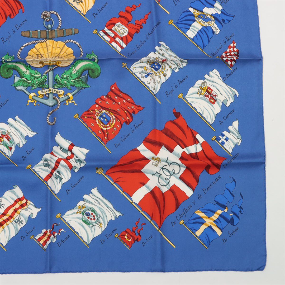 エルメス カレ90 PAVOIS 船旗 スカーフ シルク ブルー - メルカリ