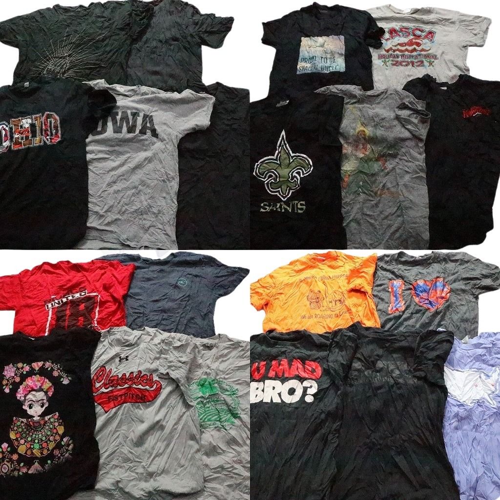 古着卸 まとめ売り カラーmix プリント 半袖Tシャツ 20枚セット (メンズ M ) カレッジ風 プロチーム NFL セインツ 中古 古着 MY4737