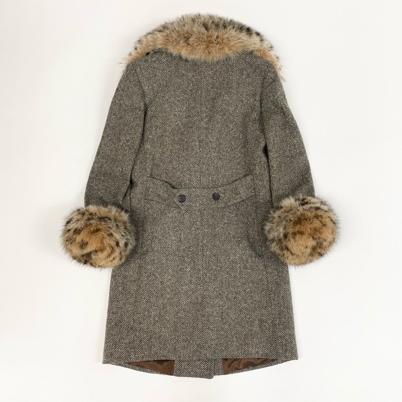 14j3 Blumarine ANNA MOLINARI ブルマリン アンナモナーリ ツイードコート ファー アウター 40サイズ マルチ レディースo07t