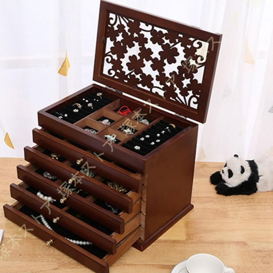 アクセサリーケース ジュエリーボックス レディース 大容量 木製ジュエルケース 宝石箱 アクセサリーボックス プレゼント ギフト オーガナ