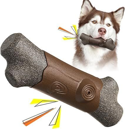 LLiKZio 犬 おもちゃ 犬 玩具 犬 噛む おもちゃ 頑丈 ストレス解消 訓練玩具 音が鳴る犬の噛むおもちゃ 木の枝の犬のおもちゃ 耐久性 大 中型犬に適用 運動不足解消食品グレードのTPR素材