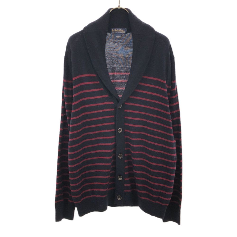 ブルックスブラザーズ ウール ボーダー 長袖 ショールカラー ニット