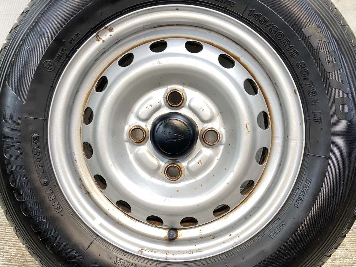 T93　145/80R12 LT　ブリヂストン　4本　イボ残り　ダイハツ 145/80R12 80/78LT ブリヂストン K370 ダイハツ純正 12x4.0 100