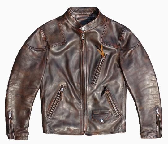 秋冬 新品　 上品 茶芯馬革　ユーズド加工 レトロ　本革 　ライダースジャケット 革ジャン　Ｓ～5ＸＬ