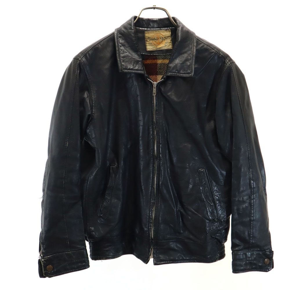 レザーウェア 80s 90s オールド レザージャケット L ブラック系 Leather Wear 裏チェック メンズ