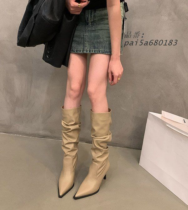  ロングブーツ ルーズ レディース シンプル 疲れない ハイヒール 黒 ピンヒール 靴 ベージュ 歩きやすい 22.5 春 秋 ホワイト米 23.5 23.0 防寒 24.0 pai 5 a 680183 長靴 レインブーツ 長靴 レインシューズ