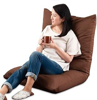 ドウシシャ 座椅子 一人掛けソファー ゆったりワイド大きい 洗えるカバー付き 42段階リクライニング 背もたれ ハイバック 180度フラット 寝れる 姿勢安定 立体形状座面 19cm肉厚クッション あぐら座椅子 大きい AKDZ-BR