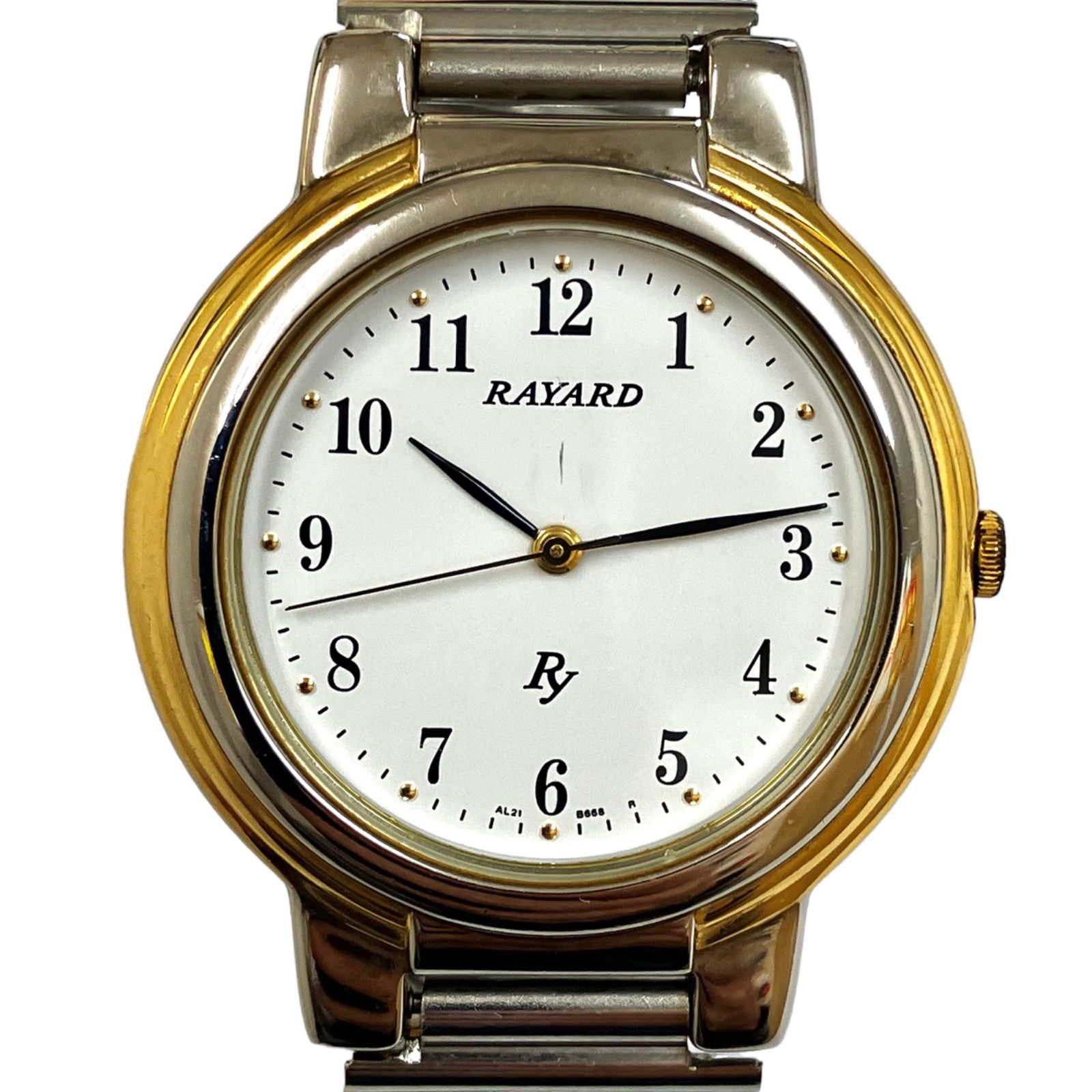 【電池交換稼働中⭐️maruman マルマン】 RAYARD レイヤード　 クォーツ 腕時計　 白文字盤　 コンビカラー　 レディース　 蛇腹ベルト  RY039 （AYA）
