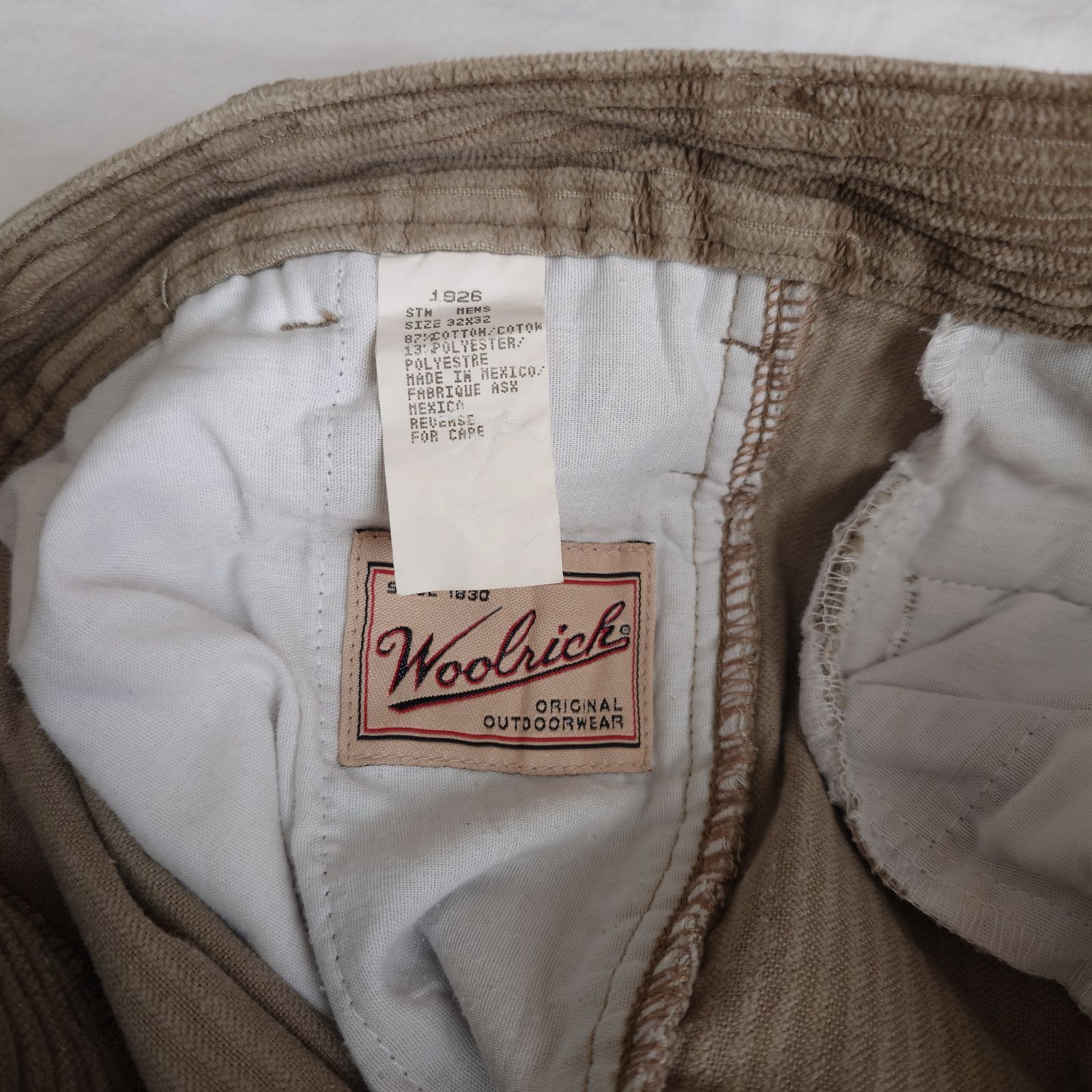 【90s】WOOLRICH ウールリッチ コーデュロイパンツ ツータック 太畝 ベージュ