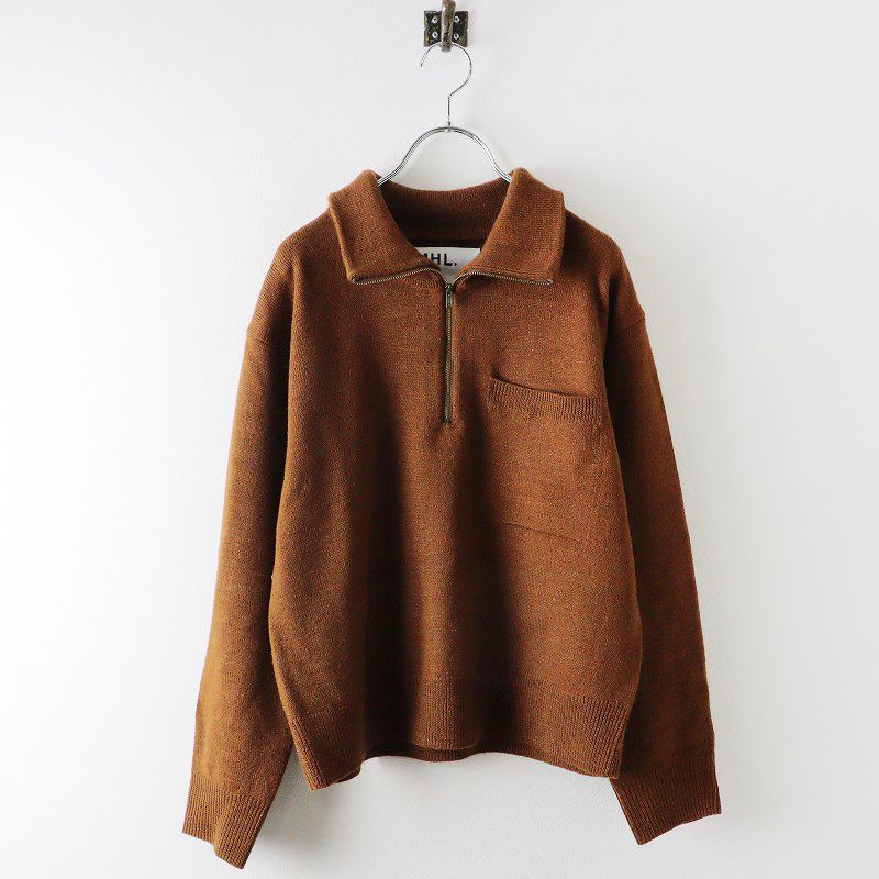 MHL DRY WOOL LINENハーフジップニット