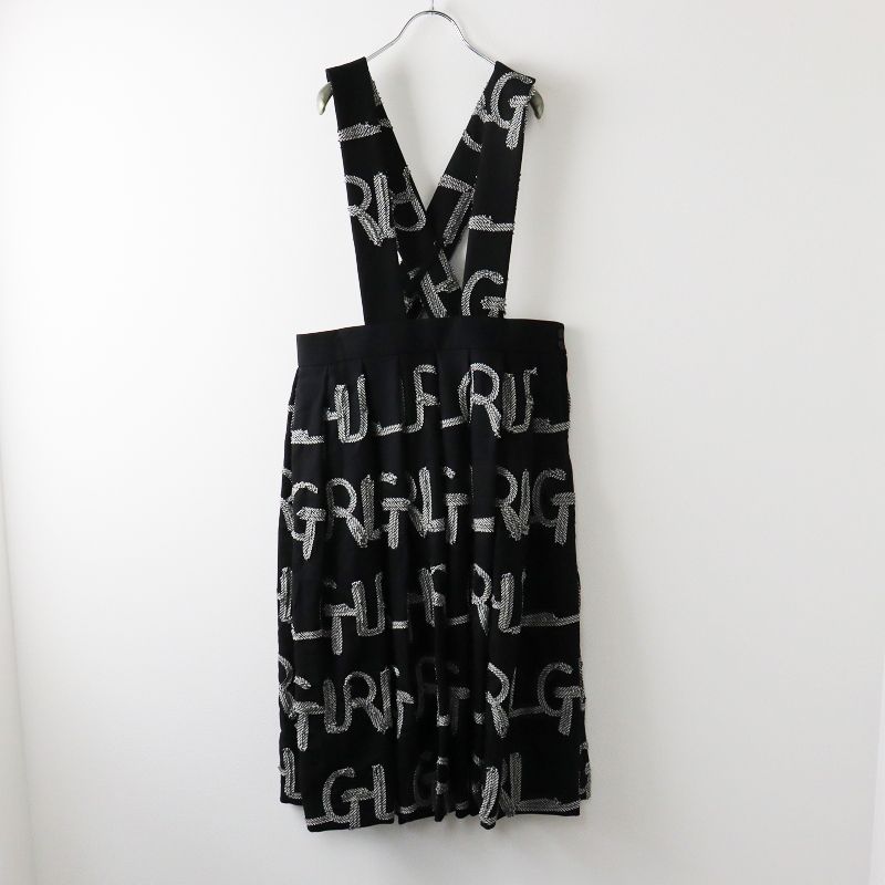 2020 AW コムデギャルソン ガール COMME des GARCONS GIRL ウール ロゴ 吊りスカート M ブラック ボトムス
