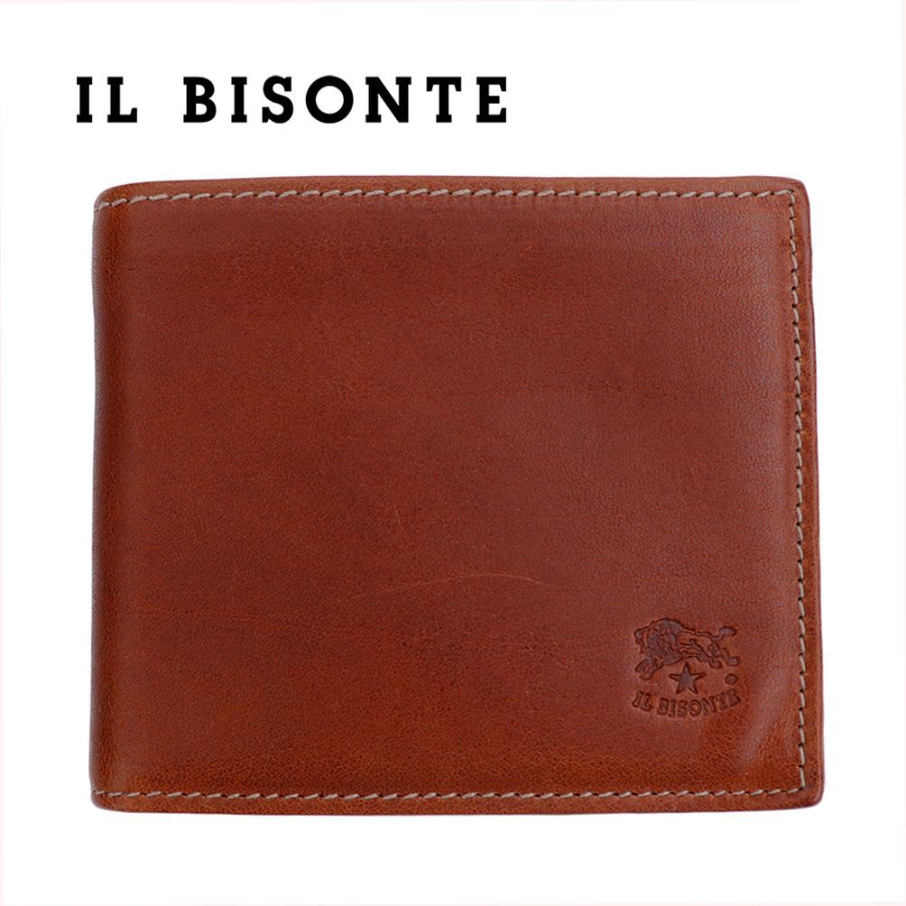 イルビゾンテ 財布 二つ折り IL BISONTE 小銭入れ付き セピア ブラウン 