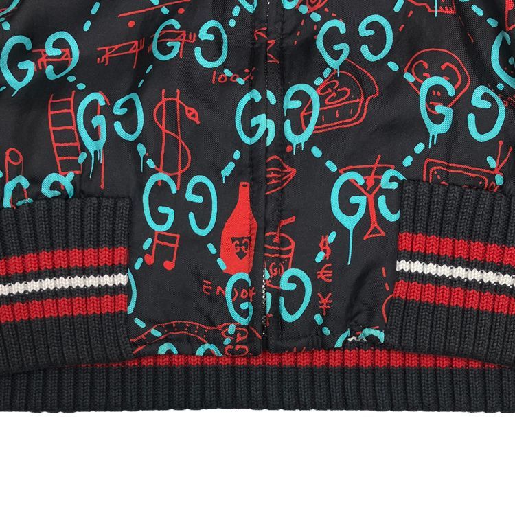 GUCCI　グッチ　ジャケット　ブルゾン　GG　ゴースト　48 L相当　ネイビー GUCCI グッチ ゴースト GG柄 シルク ボンバージャケット マルチ
