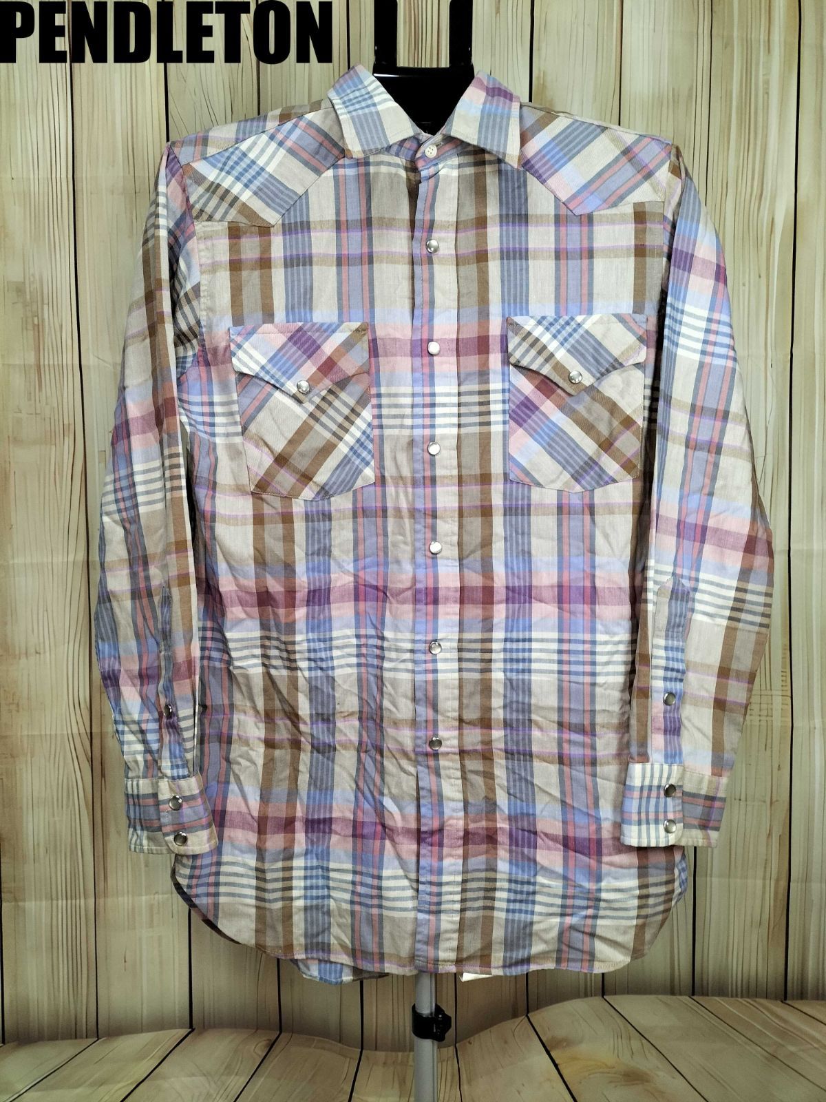 Pendleton ペンドルトン ウエスタンシャツ マルチカラー チェック USA  M  ヴィンテージ