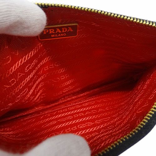Prada ハート柄ポーチ プラダ PRADA ポーチ レディース ブランド ナイロン ブラック