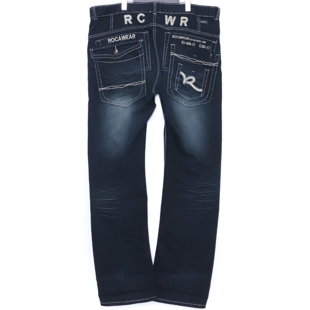 STONE  デニム　ダークグレー　w38 ROCAWEAR ダークブルー ストレートジーンズ W38 インディゴ - メルカリ