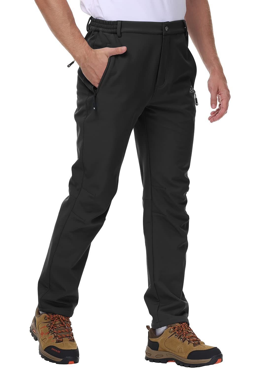 Size L_Color ブラック TBMPOY 防寒ズボン メンズ 裏起毛 トレッキングパンツ 撥水 厚手 登山ズボン 防風パンツ 秋冬用 アウトドアパンツ ソフトシェルパンツ ブラック L